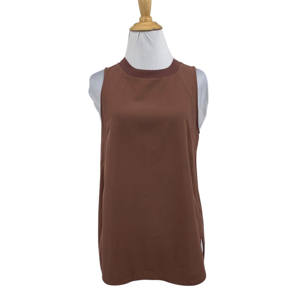 Athleta Tank Top Womens XS Extra Small Brown Zephyr Hi Low Tulip Hem Athletic
